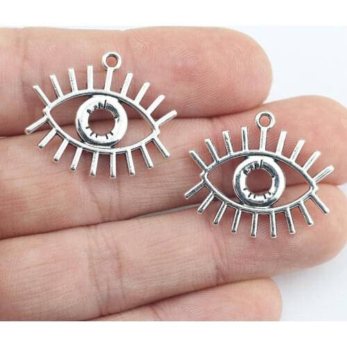Newest 10Pieces 22*26mm Mixed Alloy Antique Silver Color Eyes Wicca Charms Fashion Pendant Necklace For DIY Jewelry Making