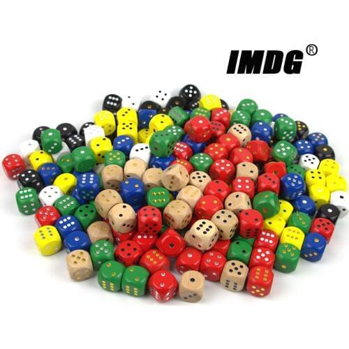 10pcs/pack Wood Dice 20mm Colorful Solid Wooden Gold Black Dot Game Rounded Dice Drinking Mahjong Dice