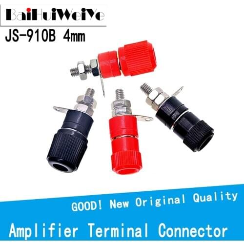 20PCS Terminal Blocks JS-910B JS-919 4mm Amplifier Terminal Connector Binding Post Banana Plug Jack Mount 10pcs Black+10pcs Red