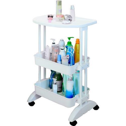 3-Layers Bathroom Toiletries Organization shelf PP Food Vegetable Storage White Table Cart Bedside Table Cart on Wheels DQ1512-3