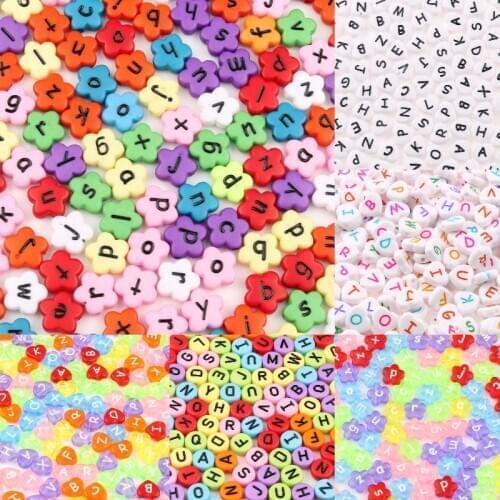 4x11mm Mixed Letter Square Acrylic Beads Alphabet Heart Flower Loose Spacer Beads For Jewelry Making Diy Bracelet Wholesale