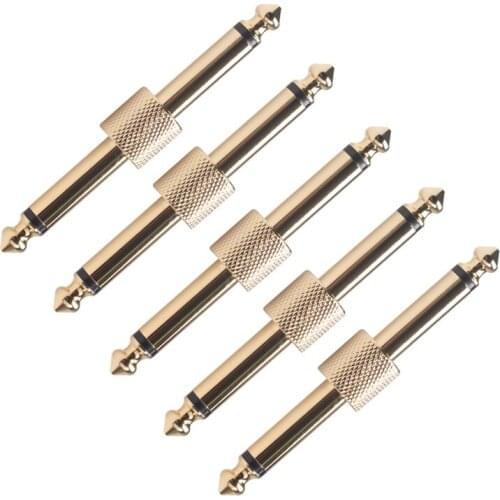5Pcs 1/4 Inch 6.35 mm Guitar Effects Pedal Connector Coupler Jack Interface Cable Adaptor Electric Pedal Board Accessories