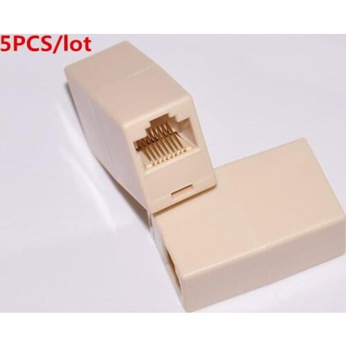 5pcs/ lot Universal RJ45 Connector RJ45 Cat5e Straight Network Cable Ethernet LAN Coupler Joiner Female To Female Connector