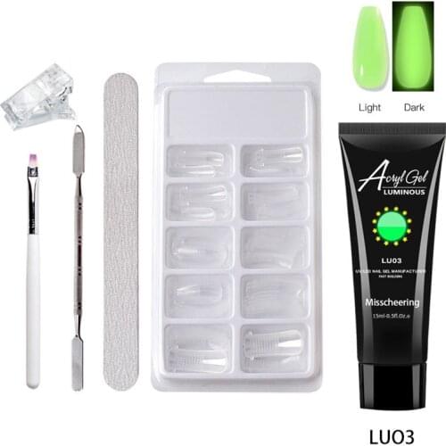 6 PCS Nail Extension Kit Luminous Crystal Gloss Durable Model Quick Extension Paper-free Phototherapy Glue Nail Art Tools Set