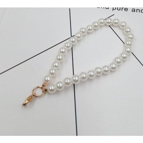 Pearl bead Keychain Holder Lariat Lanyard wrist strap car keys/phone USB holder chain ID pass card badge lobster clasp wholesale