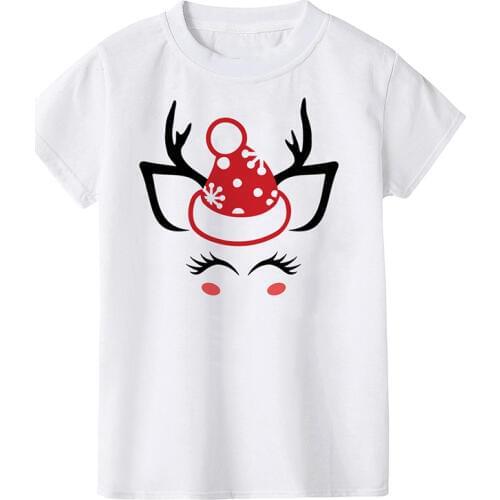 Kids Christmas Tshirt Cute Unicorn Pattern Print Toddler Girls T-shirt Funny Children Short Sleeve Fashion Party T Shirt Tops