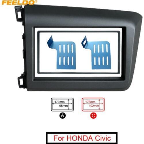 FEELDO 2-Din Car CD/DVD Fascia Frame for HONDA Civic (LHD) 2011-2013 Radio Dash Panel Frame Fitting Adaptor Mounting Trim Kit