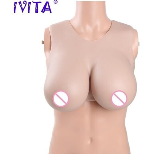 IVITA Artificial Silicone Breast Forms Realistic Silicone Fake Boobs for Crossdresser Drag Queen Shemale Transgender Cosplay