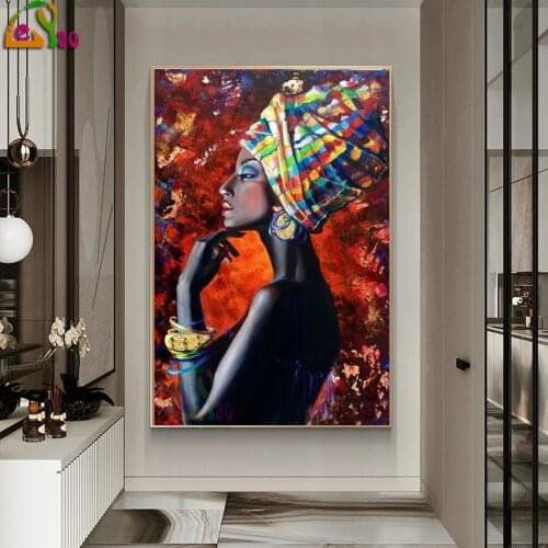 Abstract African Woman 5d picture of rhinestones mosaic full diamond embroidery with diamonds painting diy crystal diamond art