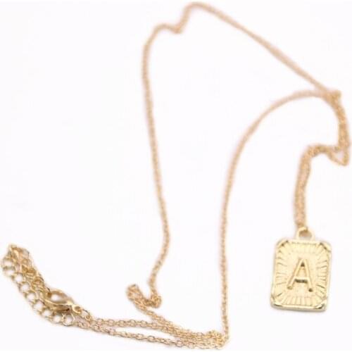 Classic Letters Nameplate Pendant Necklace Zinc Alloy Material Gold White Rose Three Color Optional