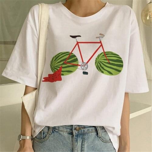 Summer Fashion T-shirt Women T-shirt Female T-shirt Girls T-shirt New Cute Cartoon Vegetable Cake Bike Graphic Printed Tops Tee