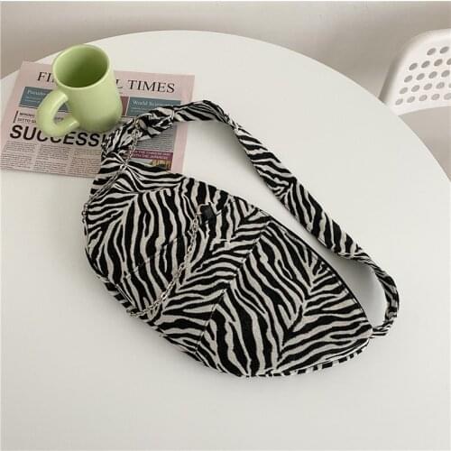 Hot Sell New 2021 Zebra Stripes Shoulder Bag Women Small Underarm Bag With Chain Fashion Crossbody Bag Bolsa Feminina Hobos Bags