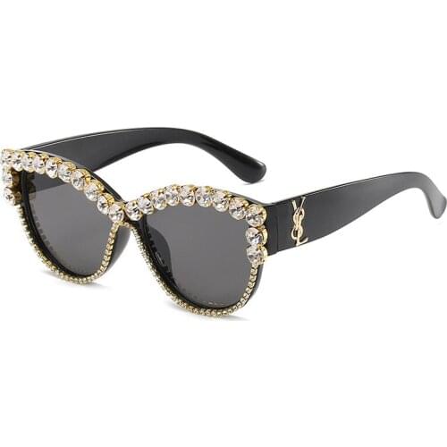 Fashion Diamond Women Sunglasses Crystal Shades Cat Eye Female Eyewear Handmade Ladies Girls Sun Glasses Gafas Oculos Feminino