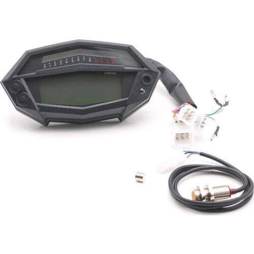Motorcycle 7 color Adjustable Lighting LCD Digital Tachometer Speedometer Odometer Fuel Gauge For Honda Yamaha Kawasaki Suzuki