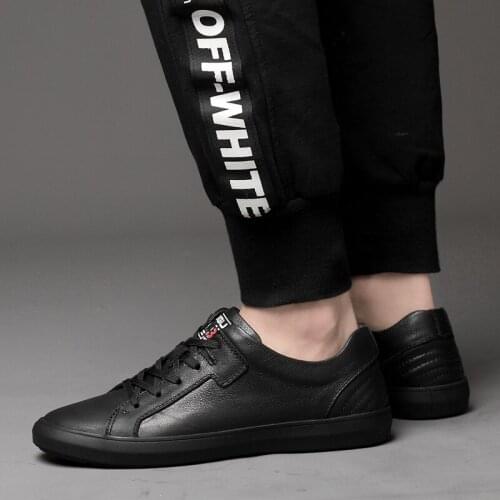 Men Flats Outdoor Sneakers Leather Sports Casual Shoes Mens Shoes Running Shoes Comfortable and breathable Walking Shoes