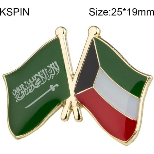 Saudi Arabia & Kuwait Friendship Flag Lapel Pin Flag Badge Brooch Natinal Lapel Pins Flag Lapel Pins Country Flag Badge XY0484