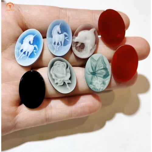 Natural Cameo Reliefs Flatback Engrave Cameo Pendant Cabochon Charms Vintage Butterfly Animal Flower DIY For Necklace Jewelry