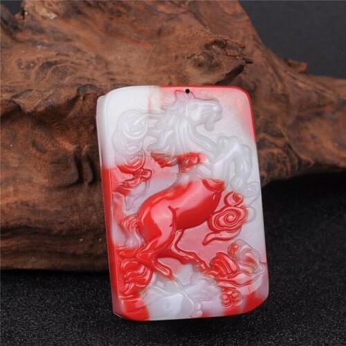 Natural Colour Hand-carved Jade Pendant Jewellery Necklace Chinese Zodiac Jade Pendant Pendant Male andFemale Zodiac JadePendant