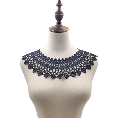 New White Black Hollow Embroidery Fake Collar Lace Fabric Guipure Corsage Dress Clothing Sewing Applique DIY Neckline Trimmings