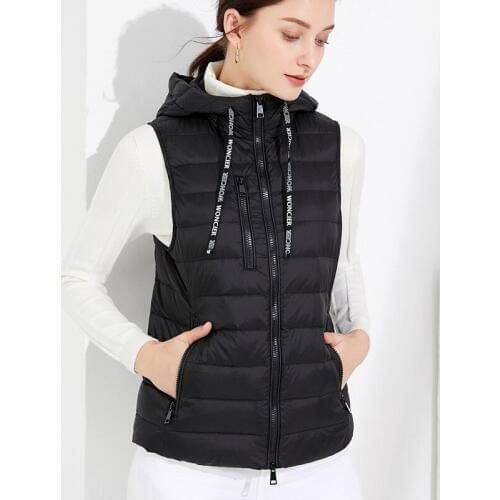 Autumn Women Ultra-light Hooded Duck Down Vests Slim Portable Down Padded Parkas Female Sleeveless Jackets Waistcoats VT-253