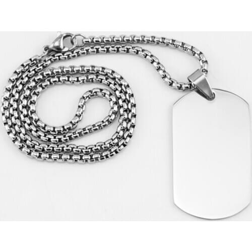 100% Stainless Steel Dogtag Military Plate Collar Necklacr For Men Metal Blank Army Ketting Soldier Pendant Mirror Polished