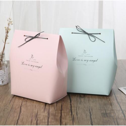 Wedding Birthday Party Favour Gift Sweet Boxes Papercard Leather Rope Favor Bags Store Shop Wrap Clothing packaging green pink