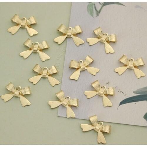 10 PCS 11x15mm Metal Alloy Gold Bowknot Charms Pendant DIY Earrings Accessories For Jewelry Making