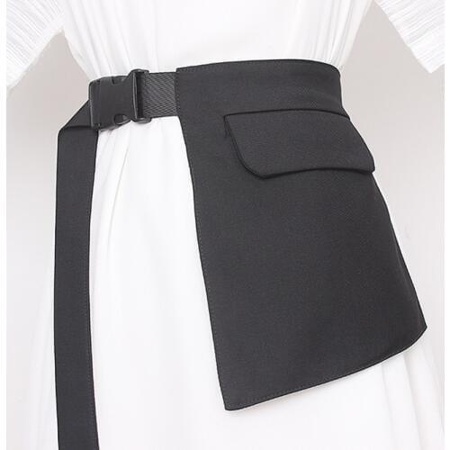 Irregular Style Fashion Blazer Pocket Waist Belt Women Ladies Nylon Black Wide Long Belts Dress Shirt Desinger Waistband 2020