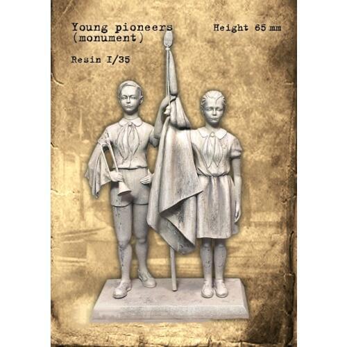 Assembly Unpainted Scale 1/32 65mm soviet children with flag standing Historical Resin Model Miniature Kit