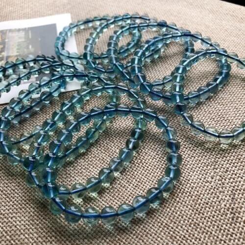 Blue fluorite round 7-8mm bracelet 7.5inch wholesale beads nature handcraft FPPJ