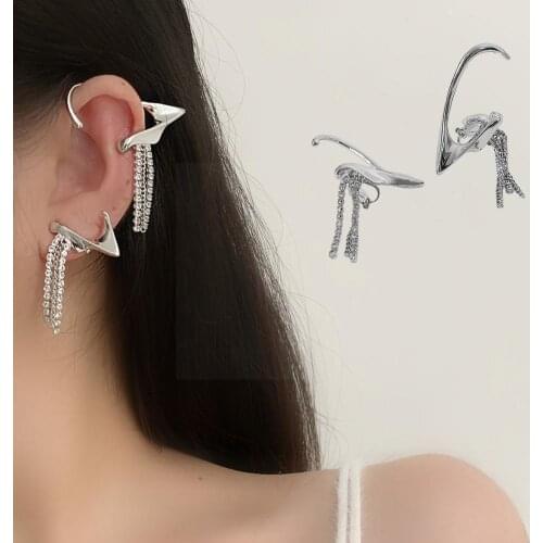 Temperament Exquisite Elf Ear Hooks Women Girls Fashionable Style Fairy Ins Earrings Punk Tassel Jewelry Clips Bone Ear V0H2