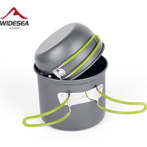 Widesea Ultralight Camping Cookware Utensils outdoor tableware set Hiking Picnic Backpacking Camping Tableware Pot Pan 1-2person