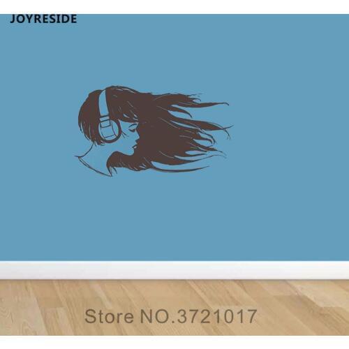 JOYRESIDE Headphones Wall headset Decal Music Vinyl Sticker Home Interior Girl Living Room Bedroom Decor Design Decoration A131