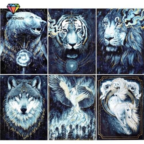 XUEQIXIAOZU 5D Diamond Painting "Cold-Blooded Animals" Liger Full Circle Rhinestone Embroidery Gift Home Decoration for Sale
