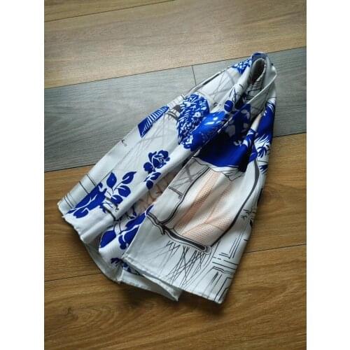 2019 new arrival spring classic pattern 100% pure silk scarf twill hand made roll 90*90 cm shawl wrap for women lady