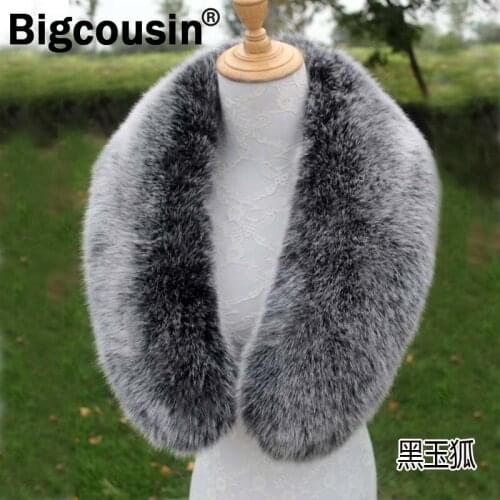 Women Faux Fox Fur Collar High Quality Furry Fur Scarf Winter Jackets Hooded Accessories Men Children 50cm 90cm Fluffy Wraps