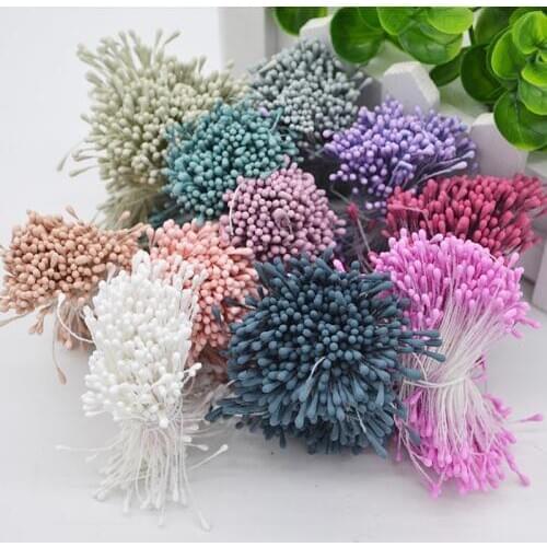 1 Bundle= 800Pcs Artificial Flower Double Heads Stamen Pearlized Craft Cards Cakes Decor Floral for Home Wedding Party Decor