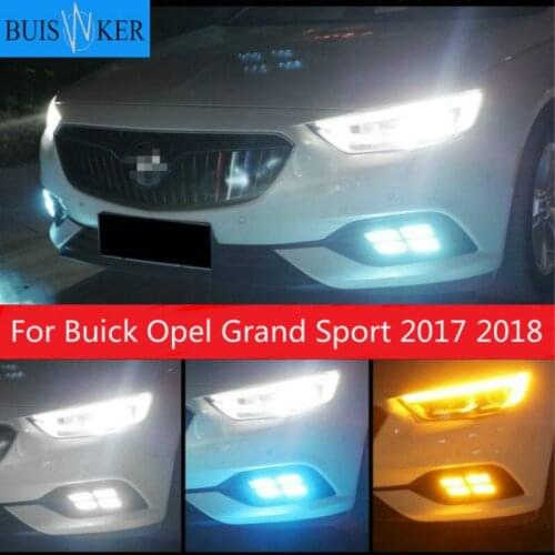1 set For Buick Opel Grand Sport 2017 2018 12V ABS LED DRL Daytime Running Lights Daylight With Turn Yellow Signal