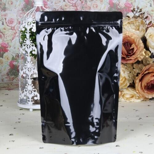 100PCS/Lot 16*26cm black Zipper Aluminum Foil Resealable Valve Package Pouches Grocery Coffee Powder Nuts Pack Bags