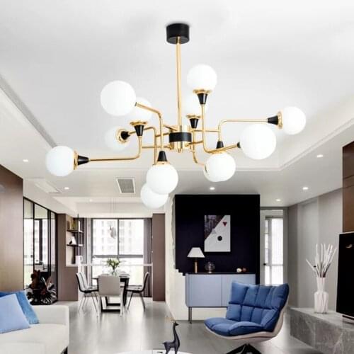 12 Lamp Head AC 220V Retro Modern LED Simple Chandelier Gloss G9 Interior Living Room Kitchen Lighting Restaurant Chandelier Lam