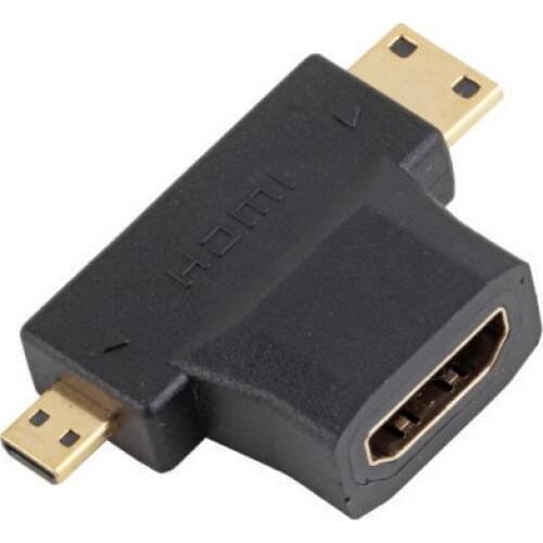 2 in 1 Mini HDMI & Micro HDMI Male to HDMI Female Adapter For PC Tablet