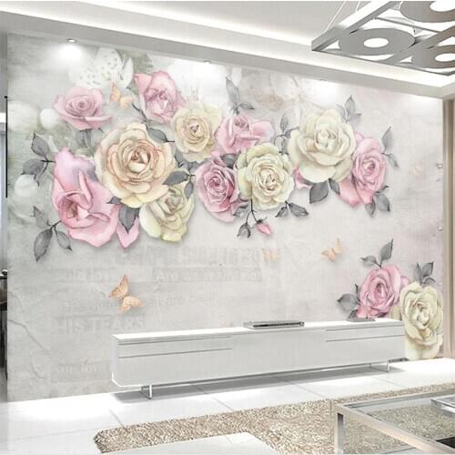 Custom 3D Wall Murals Modern Hand Painted Rose Flowers Photo Wallpaper Living Room TV Bedroom Romantic Home Decor Wall Papers 3D