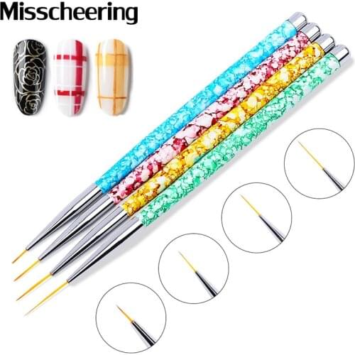 4Pcs Nail Art Liner Brush Drawing Carving Painting Pen Marble Printed Gradient UV Gel Polish Brushes For Manicure Tools Kits