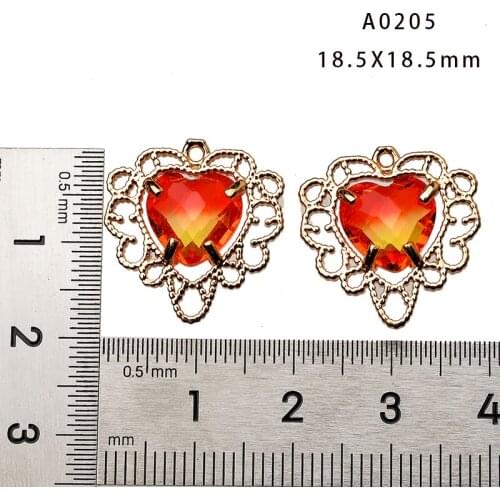 4p Hollow Heart 24k Gold color crystal Rhinestone Charms Pendant Earrings findings Necklace connector Jewelry making accessories