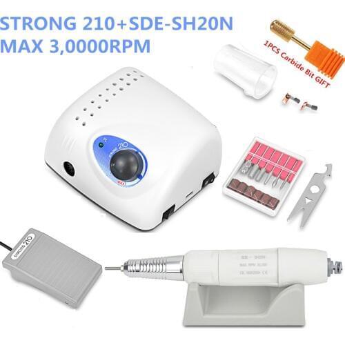 65W Strong 210 BTmarathon SDE-SH20N Brushless Nail Drills Manicure Machine Pedicure Electric Strong 35000RPM File Bits