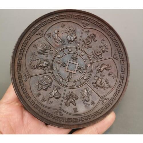 Antique Collection Chinese bronze/Tibetan silver Zodiac plate Metal small dish 3 Choose