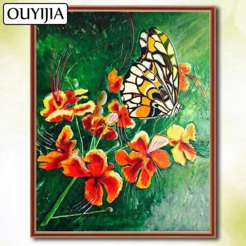 Butterfly OUYIJIA Bird Animals Flowers 5D DIY Diamond Painting Full Square Embroidery Mosaic Diamond Picture Of Rhinestones Sale