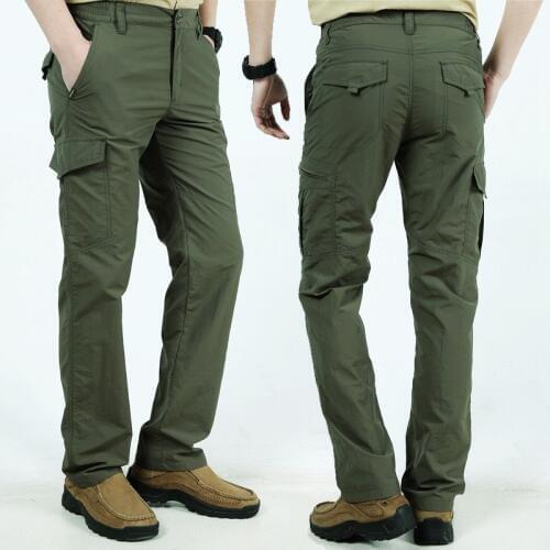 Outdoor Sport Hiking Pants Men Thin Cargo Pants Breathable Quick Dry Summer Trousers Army Military Style Tactical Pants