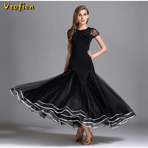 Black Flamenco Dresses Women Standard Ballroom Waltz Tango Foxtrot Dance Performance Costumes National Modern Dancewear