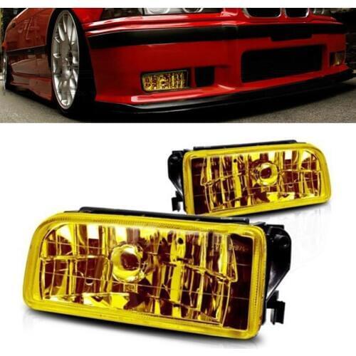 For 1992-1998 BMW 3 Series E36 M3 Chrome Fog Lights Replacing Lamps Yellow Lens